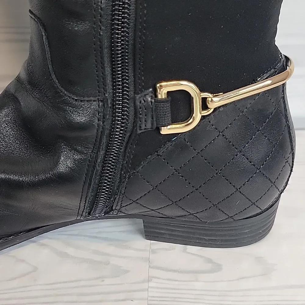 Isacc Mitzrah Imtory Black Knee-High Leather Boots Womens Size 7